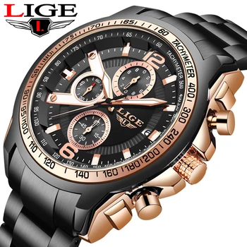 

2020 LIGE New Watches Men Luxury Brand Chronograph Men Sports Watches Waterproof All Steel Quartz Men's Watch Relogio Masculino