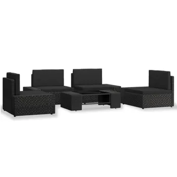 

5 pcs. Garden lounge set poly rattan black Patio PE Wicker Rattan Corner Sofa Set Modular garden sofa Rattan Sofa Outdoor Sofa