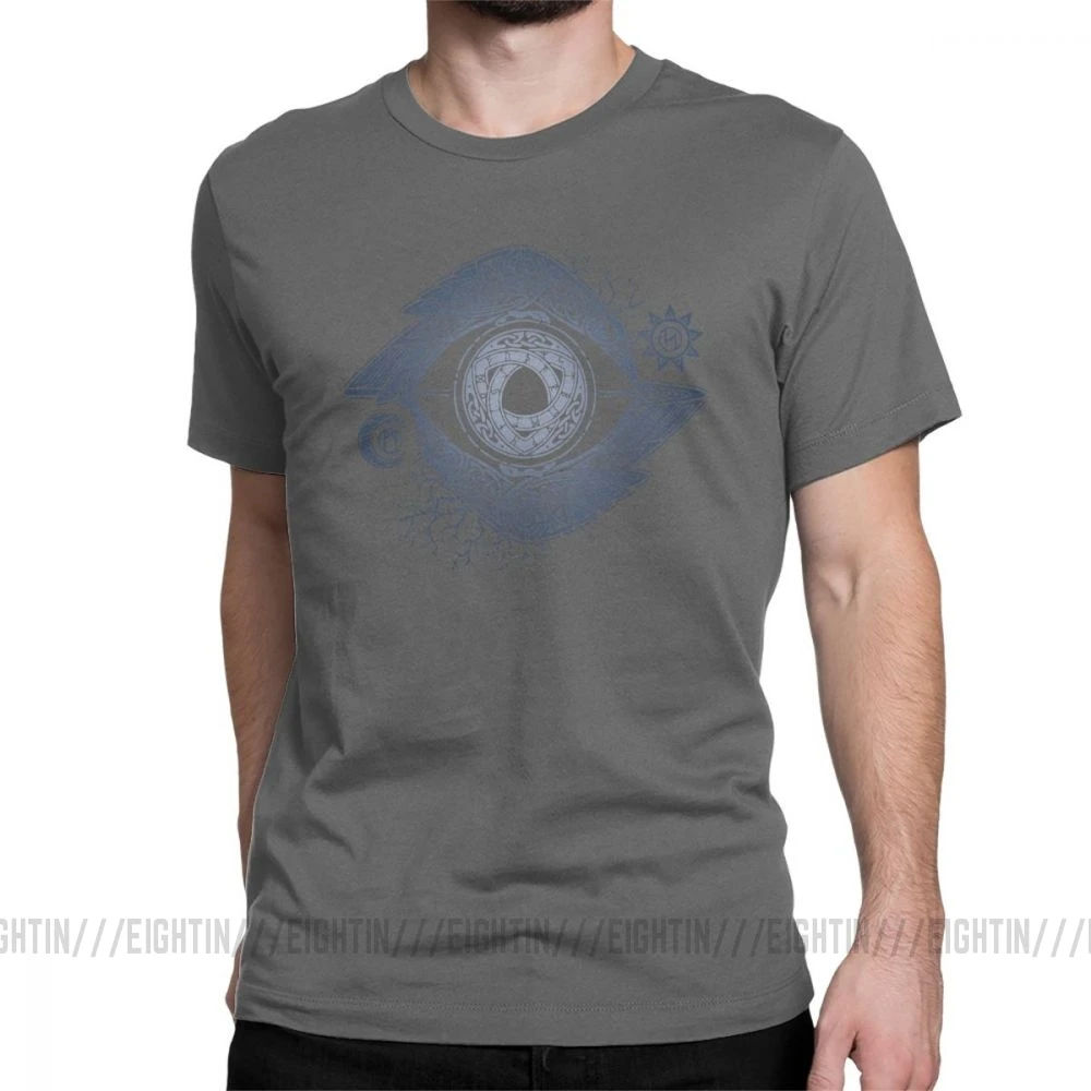 Viking футболка Odin's Eye Valhalla футболки для мужчин короткий рукав Funky Tees O образным вырезом хлопковая одежда размера плюс - Цвет: Темно-серый