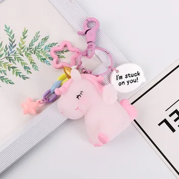 

Anime Rainbow PVC Animal Unicorn Keychain for Men Women Bag Ornament Phone Key Chain Girl keyring Bag