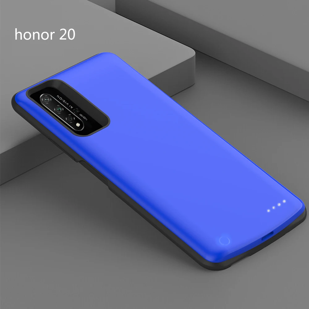 Для huawei Honor 20 Pro Nova 5 Pro 6500 мАч чехол для зарядного устройства расширенная батарея резервного питания защитная крышка задняя крышка чехол Fundas - Цвет: Honor 20 Blue