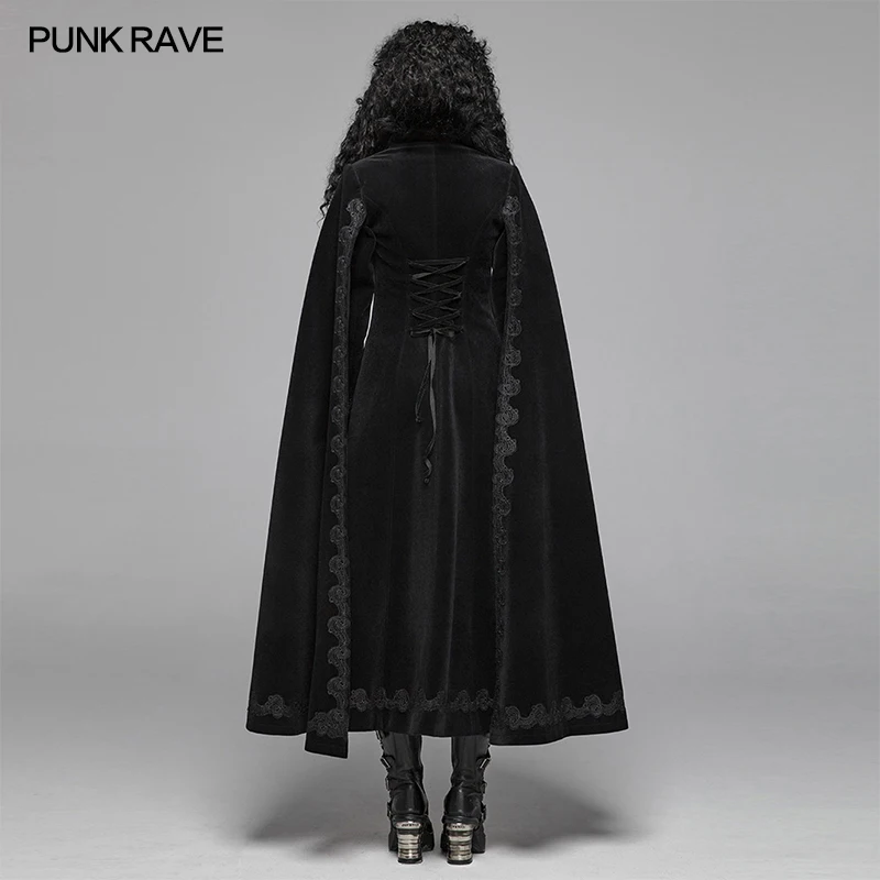Женский Винтажный Длинный Тренч PUNK RAVE готический эффектный для вечеринки