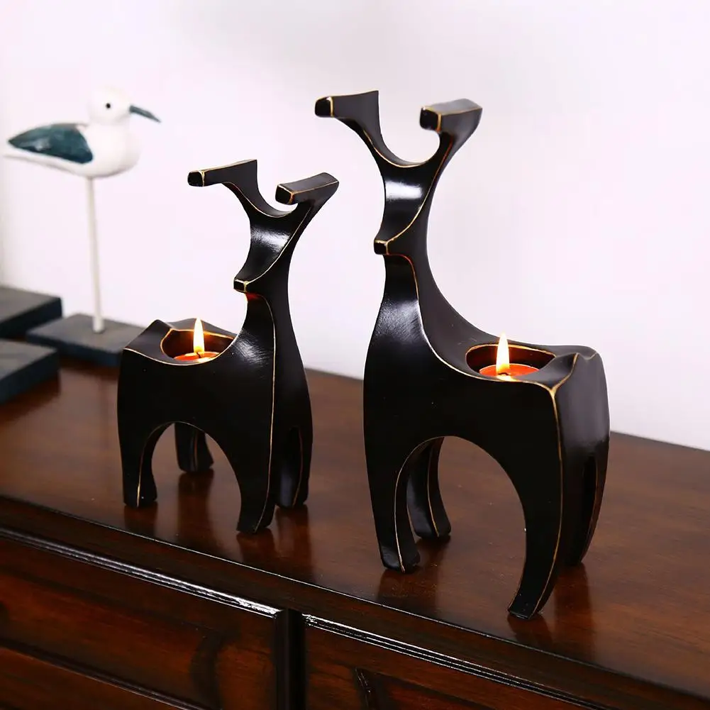 Resin Candle Holders Simulated Deer Shape Candle Holder Furniture Miniature Stand Candlestick Desktop Ornement Home Decoration