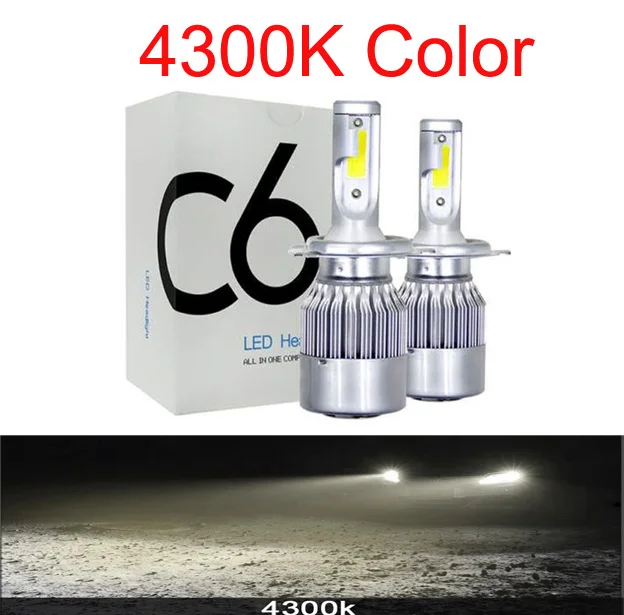 Супер яркий автомобильный H8 H11 H7 H4 H1 светодиодный фары 6000K холодный белый 80 Вт 8000лм COB лампы Диоды автозапчасти лампы - Испускаемый цвет: 4300K