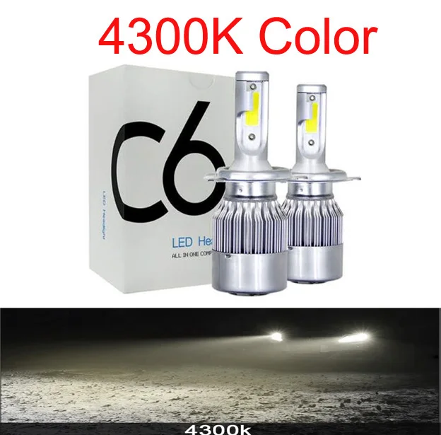 4300K 2 шт. автомобиль 2 Цвет светодиодный головной светильник H1 H4 H7 H11 HB4 80 Вт 8000LM 3000K 4300K 6000K цвет: желтый, белый двойной два Цвет светодиодный лампы туман светильник - Испускаемый цвет: 4300K
