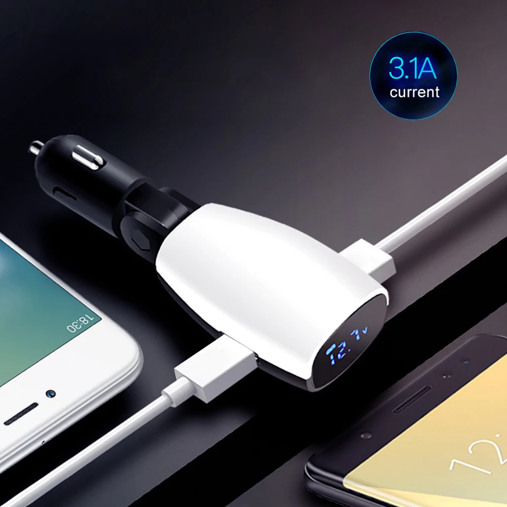 Быстрый Двойной зарядное устройство USB адаптер 3.1A в машину с USB, туманный распылитель, Зарядное устройство мобильного телефона автомобильное зарядное устройство с Зарядное устройство автоматически заряда 2 Порты и разъёмы для смартфона, планшета