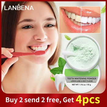 

LANBENA Teeth Whitening Powder Tangy Lemon Lime Hygiene Dental Tooth Cleaning Remove Tartar Safe Protect Bright Teeth Oral Care