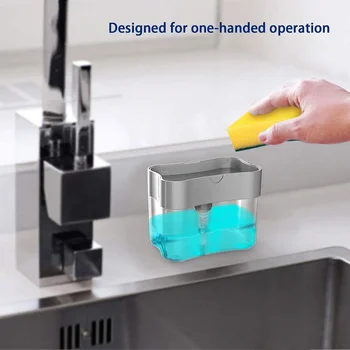 

Soap Pump Dispenser with Sponge Holder Cleaning Liquid Dispenser Container Manual Press Soap Kitchen Cleaner Tool