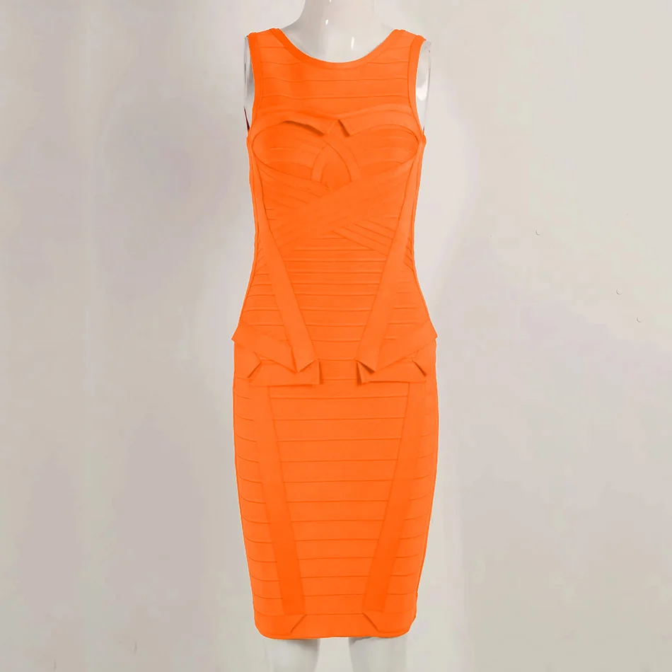 Amily. C, новое летнее красное женское Бандажное платье, Vestidos, Элегантный жилет, сексуальный, без рукавов, бодикон, Клубное, знаменитостей, подиум, вечерние платья - Цвет: Оранжевый