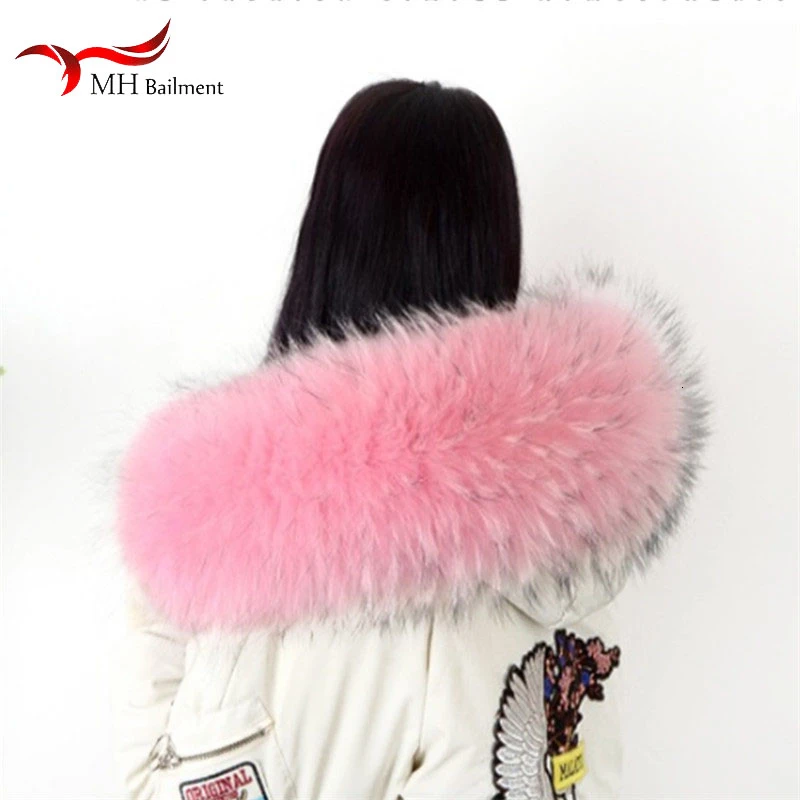 Натуральный меховой воротник зимняя новая модная теплая шаль настоящий Енот роскошный бренд шарфы Пальто женские меховые шали размера плюс шарфы