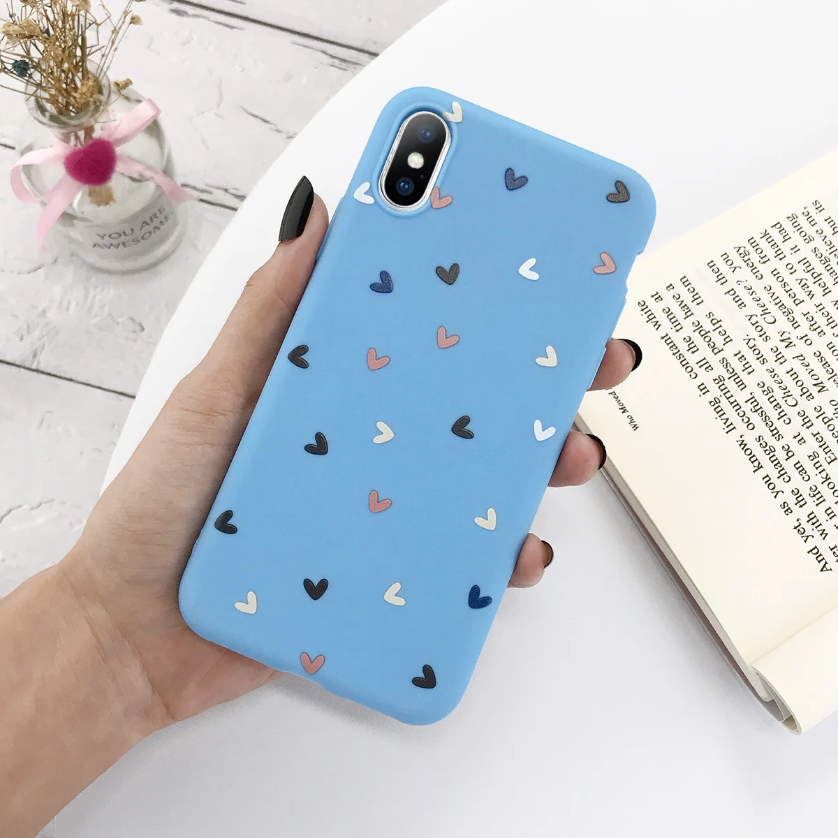 Lovebay силиконовый чехол для телефона с сердечком для iPhone 11 Pro X XR XS Max 7 8 6 6s Plus 5 5S SE карамельный цвет оболочка мягкая ТПУ задняя крышка - Цвет: Blue
