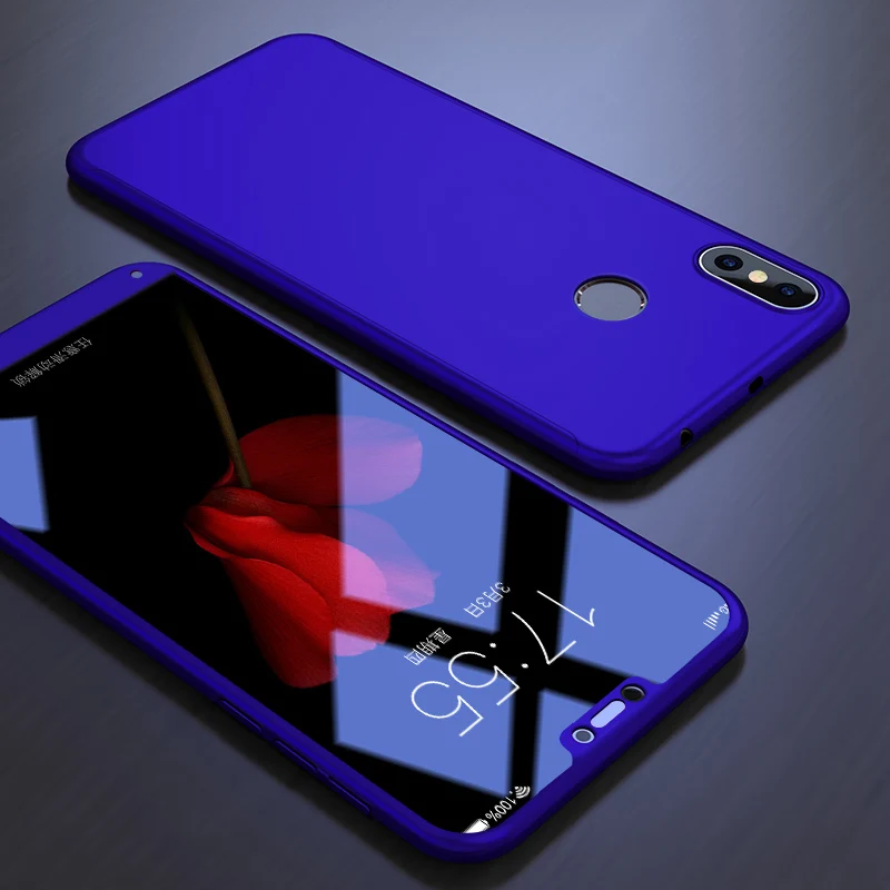 Роскошный 360 градусов полное покрытие чехол для телефона для Redmi 6A 6 S2 Примечание 5A 5 4 5P 4X противоударный 3 4A 3S с закаленным Стекло чехол Крышка - Цвет: Синий