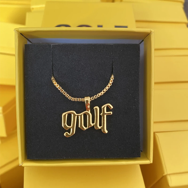 GOLF WANG LOGO golden necklace art letter necklace jewelry street fashion  accessories - AliExpress Jewelry & Accessories