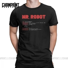 Крутая футболка Mr Robot Программирование программист футболки разработчик футболки с кодом для мужчин вырез лодочкой хлопок короткий рукав Одежда большого размера