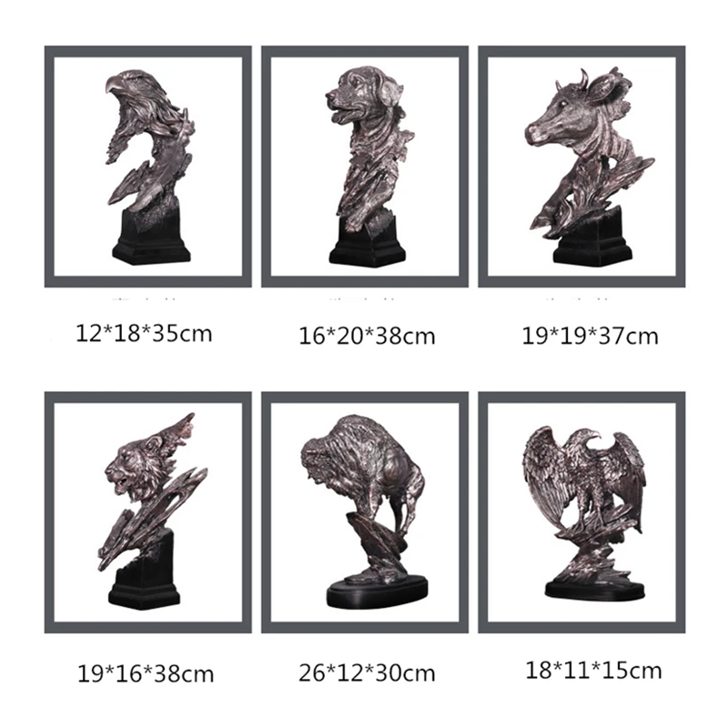 VILEAD More Size Resin Hollow Animal Figurines Imitation Copper Creative Decorative Ornaments Office Soft Decoration Accessories