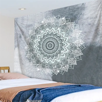 

Mandala Carpet Large Tapestry Indian Wall Hanging Blanket Grey Boho Gobelin Decor Hippie Yoga Mat Travel Wall Tenture Tapestries