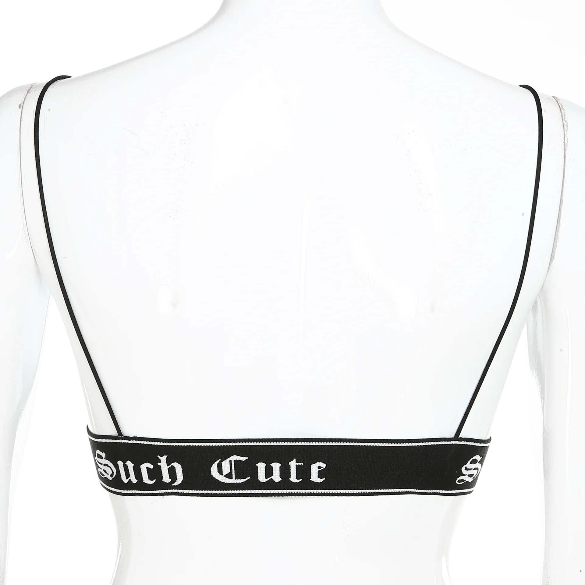 ArtSu Black Tank Tops Sexy Women Letter Printed Backless Bralette Crop Top Fitness Thin Underwear Cami Top Summer ASVE20840