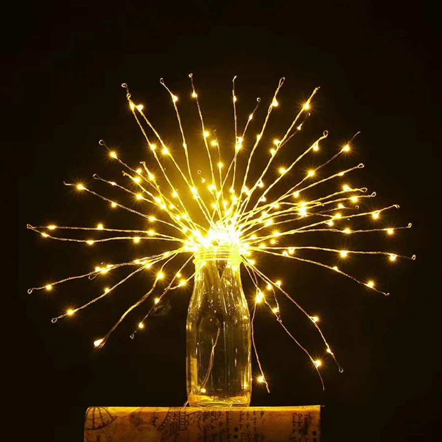 Remote Control Hanging Starburst String Lights 100-200leds DIY Firework Copper Fairy Garland Outdoor Christmas Decoration