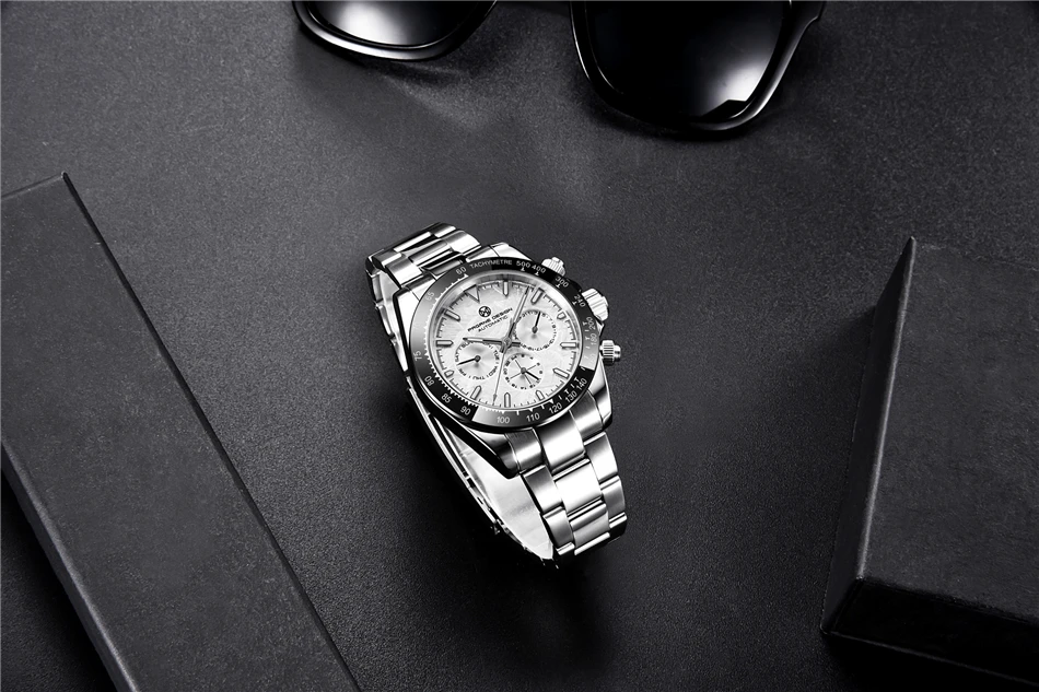 PAGRNE DESIGN Luxury Sapphire Glass Mechanical Watch Men's Sports Stainless Steel Automatic Waterproof Watch Reloj Hombre