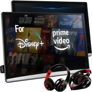 차량용 TV 헤드레스트 모니터, 와이파이, 블루투스, USB, SD, HDMI, FM, 미러 링크 비디오 플레이어, 4 + 64G, 안드로이드 12.0, 4K, 1080P 터치 스크린, 13.3 인치