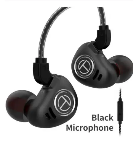 black with mic TRN V90 1DD+ 4BA Гибридный наушник в ухо HIFI монитор DJ наушники для бега наушник гарнитура с 2PIN съемный - Цвет: black with mic