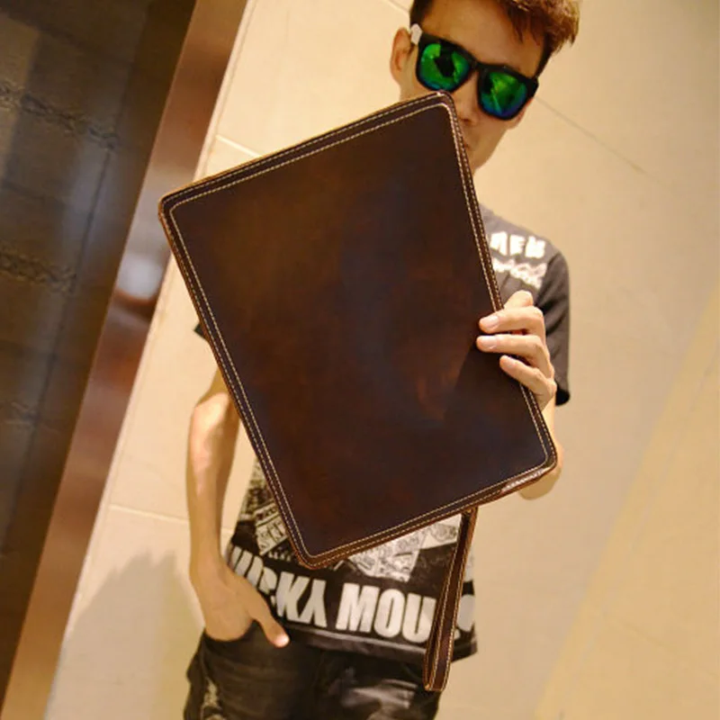 

Retro hand bag simple file bag fashion casual shoulder bag business file bag tide bag