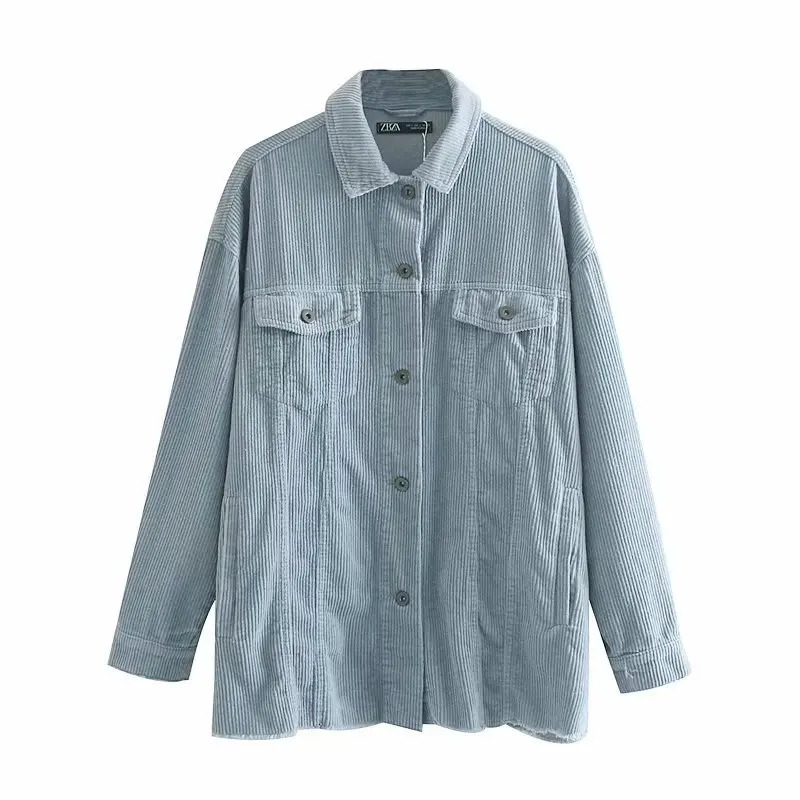 discounted Vintage Corduroy Jacket Coat Single Breasted Women Loose Oversize Long Coat Solid Color 2019 Autumn