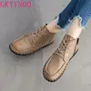 GKTINOO-Botas de piel auténtica para mujer, botines planos de cuero vacuno suave, Estilo Vintage, 2022 ► Foto 1/6