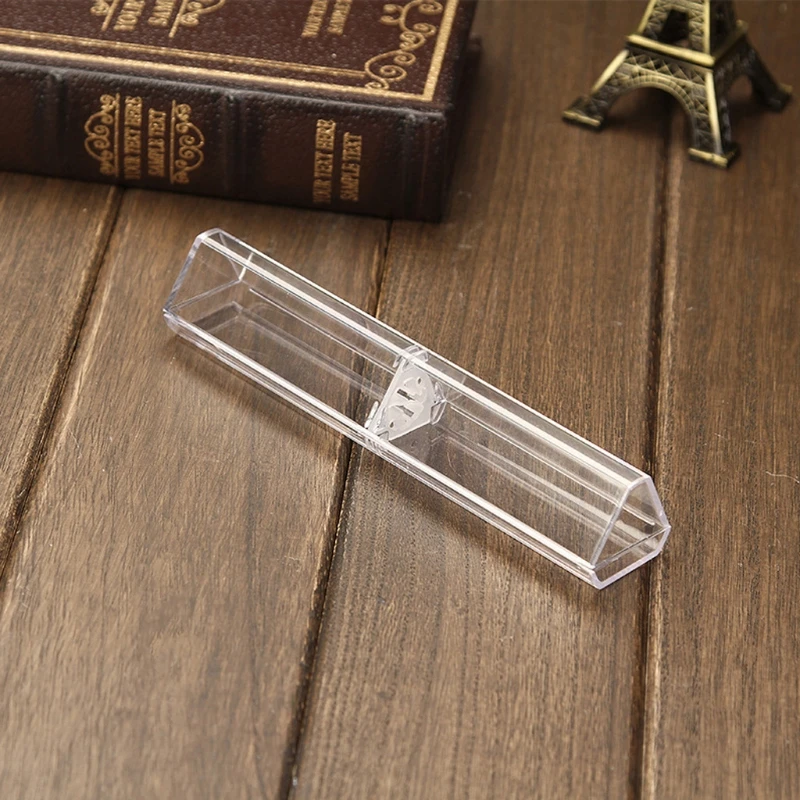 

Transparent Triangle Pen Case Storage Box Stationery Organizer School Office Use