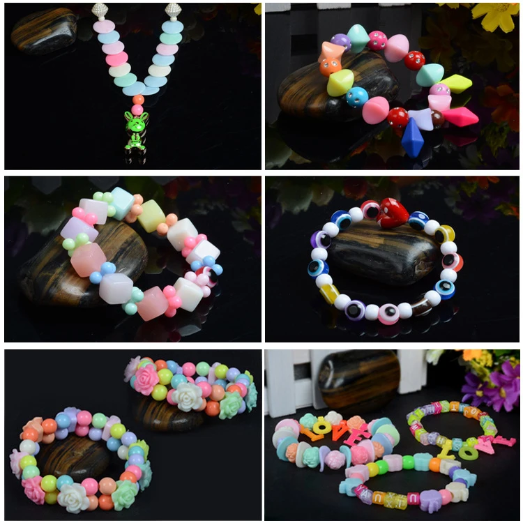 DIY Handmade String Beads Bracelet Kit Children Beaded Toy for Kids Bracelet Girls Toys Plastic Make Necklace Bracelet Jewellery