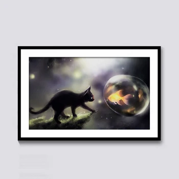 

5D Diamond Painting By Numbers Full Square Black cat and goldfish Cross Stitch Diamond Mosaic Kits Art Pictures Home Decor
