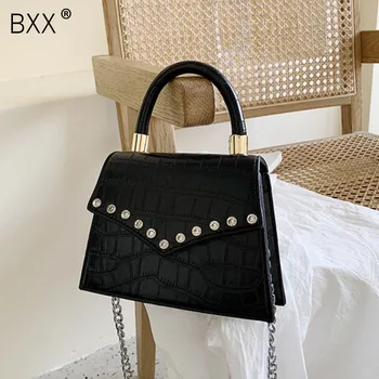 

[BXX] Women's Single Shoulder Crossbody Bag All-match Flap 2020 Brand Designer Tide Diamond Chain PU Leather Portable Bag HG914