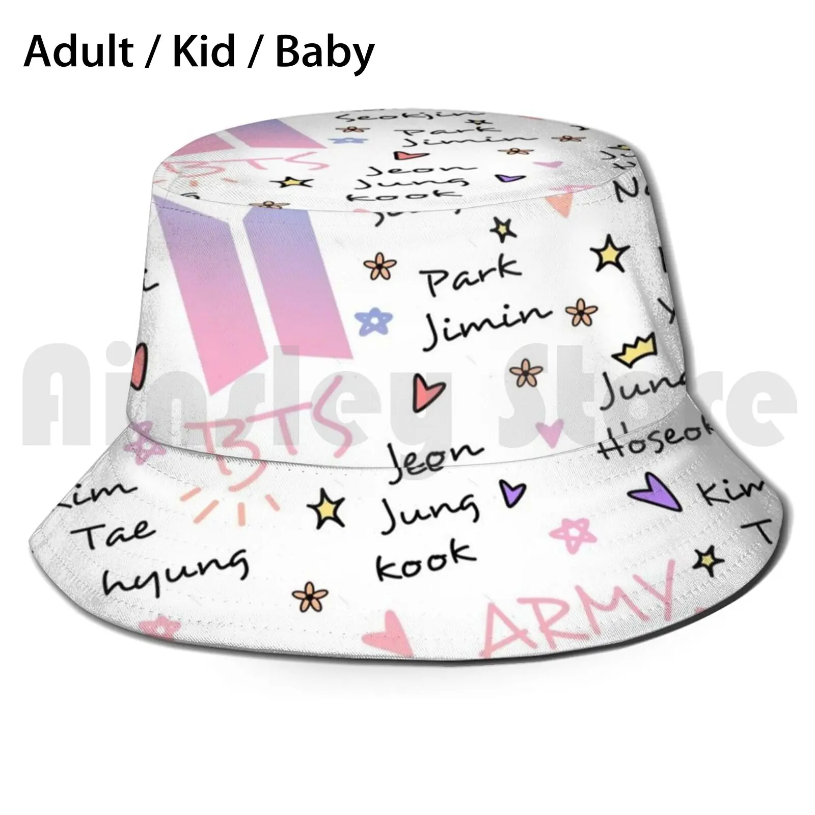 X Army Doodle Pattern Sun Hat Army Army 