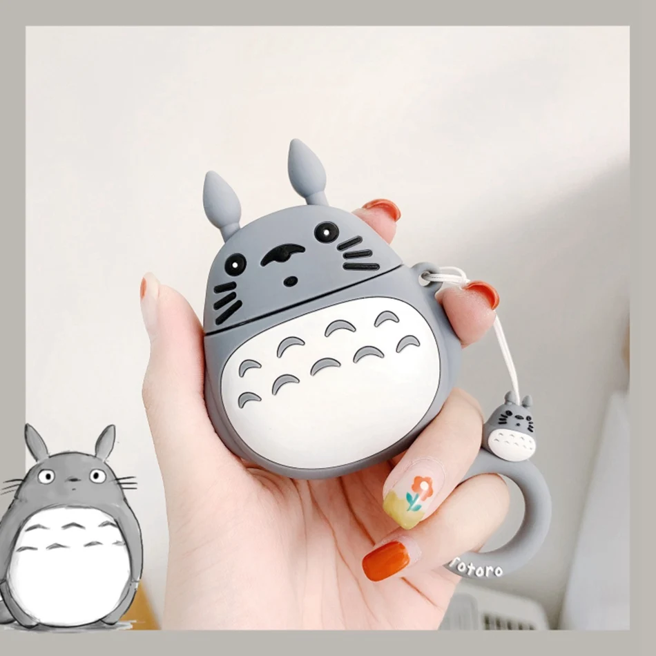 For AirPods Case 3D Cute Cartoon Lovely Totoro Earphone 2 Soft Silicone Headset Protect Cover with Keychain | Электроника