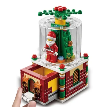 

MOC Christmas Snowglobe Santa Claus Village Train City Creator Mini Building Figures Blocks Bricks Toys Kids Christmas Gifts