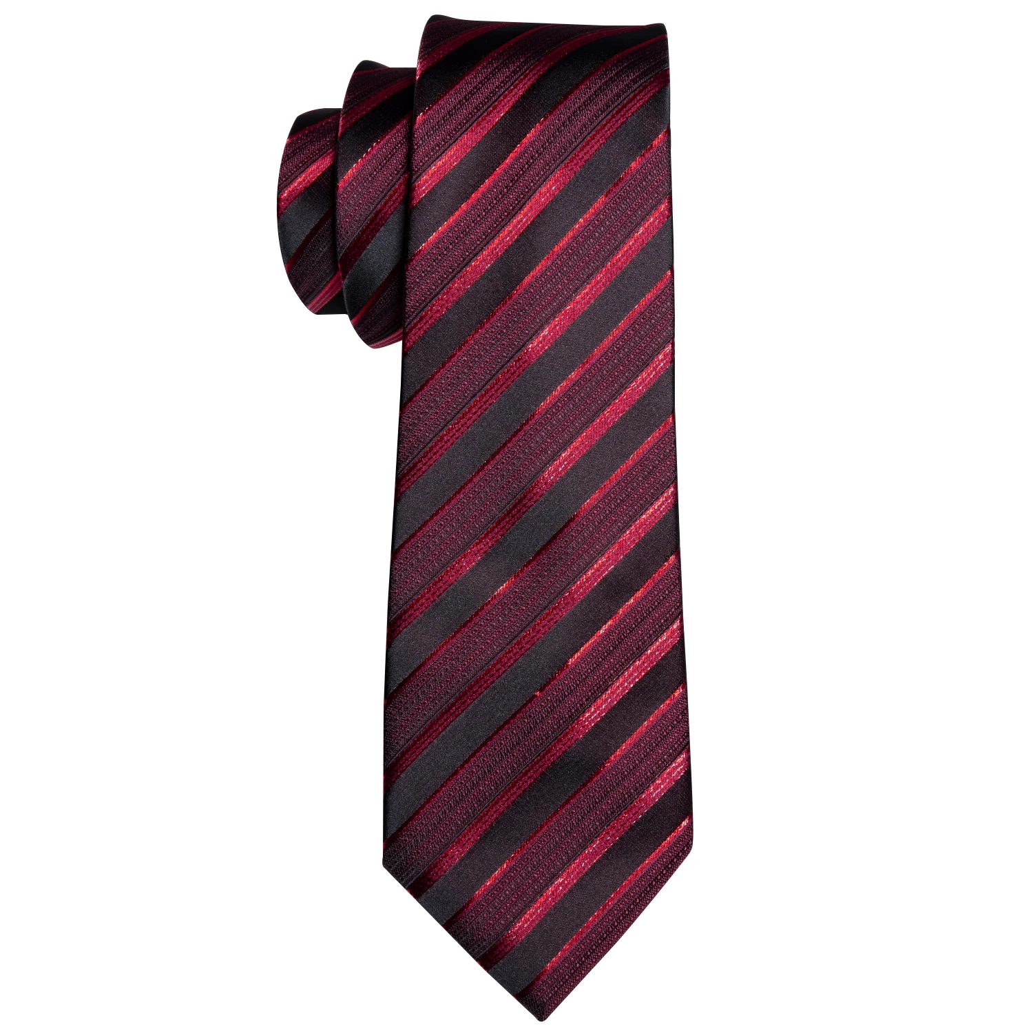 Barry.wang New Red Men Wedding Tie Handkerchief Cufflinks Boutonniere Set Striped Silk Neck Ties For Men Gifts Fahsion Desingers