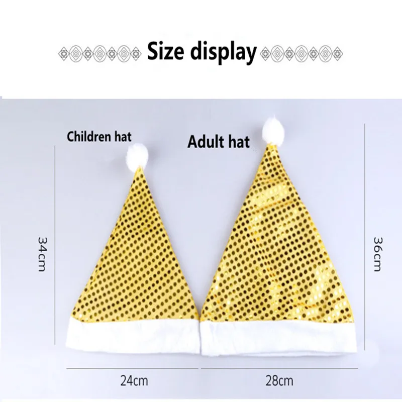 Christmas Sequined Hats for Adults and Children, Costume Decor, Santa Claus Hat, Party Performance Supplies