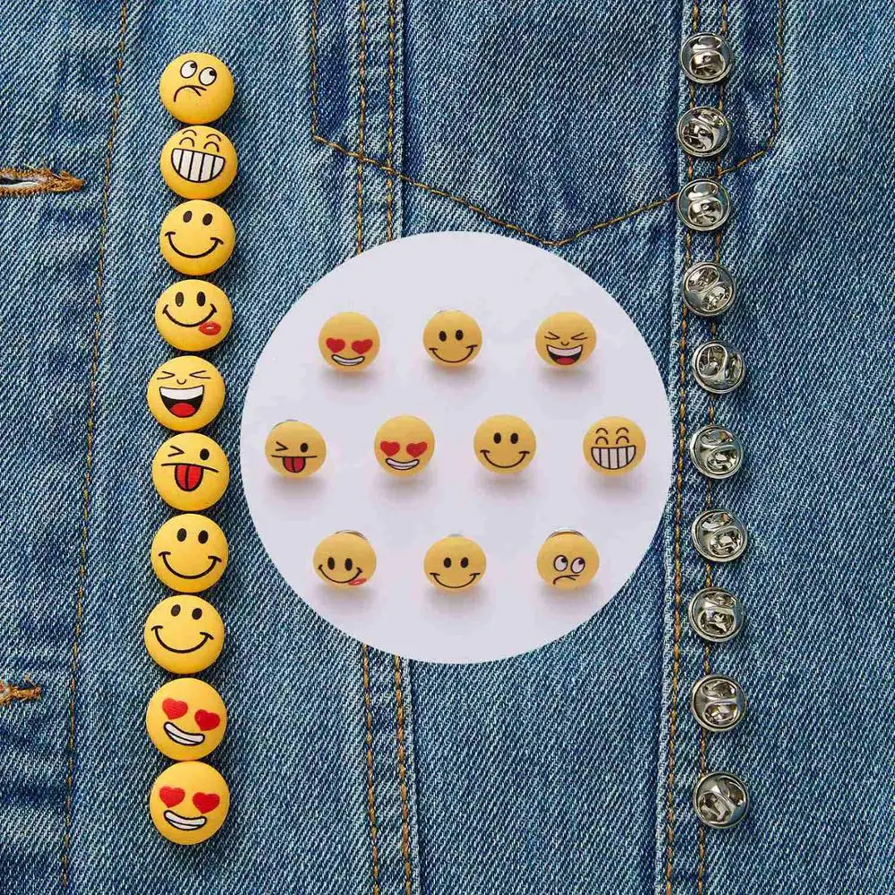 

10pcs/set Cute Expression Smile Face Combination Badge Small Pin Brooch for Women Kid Charm Lapel Brooch Set Accessories Jewelry