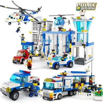 

407Pcs Street City Police Office Car Mobile Police Station Building Blocks Sets Model Bricks Educational Toys For Children