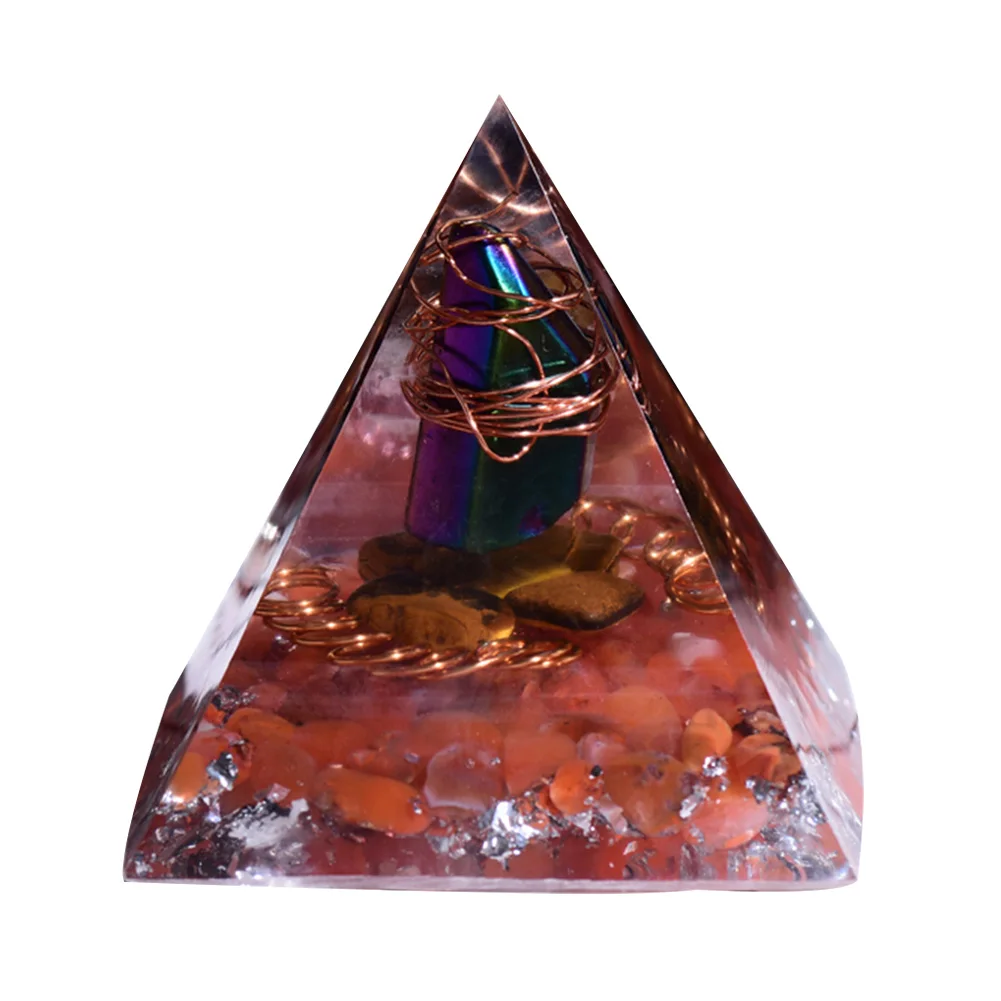 Tree of Life Orgone Pyramid Crystal Energy Orgonite Pyramid Peridot Healing Gem Stones EMF Orgonite Chakra Reiki Meditaiton Tool 