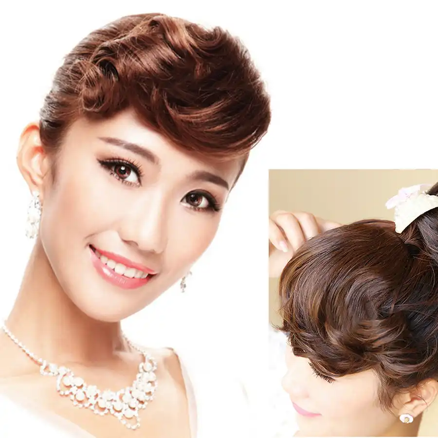 Nakladnye Volosy Buqi Na Klipse Chernye Sinteticheskie Korotkie S Ploskoj Bahromoj S Dvuh Storon Dlya Vzroslyh Zhenshin Aliekspress