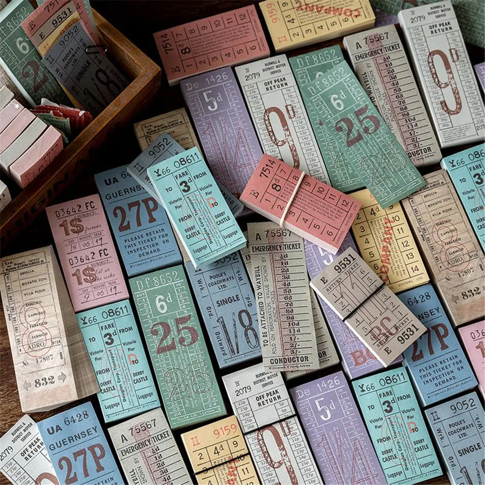 

100 Sheets Vintage Receipt Old Bill Memo Pad Sticky Notes Memo Note Paper Retro Ticket Tags Words Phrases Stickers Message Note