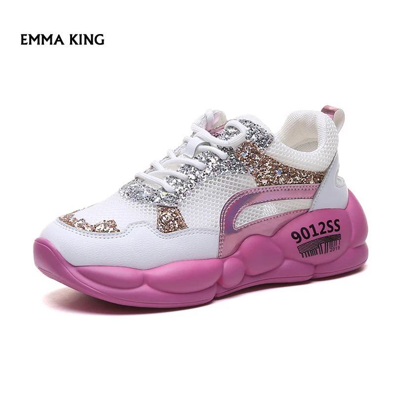 

2019 Autumn Comfortable Round Toe Lace Up Sports Shoes Woman Casual Sneakers Ladies Mesh Running Shoes Women Vulcanized Shoes