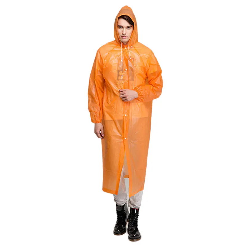 Универсальный прозрачный мужской дождевик для взрослых, дождевик для путешествий, дождевик, водонепроницаемый, для кемпинга, для улицы, с капюшоном - Цвет: Оранжевый