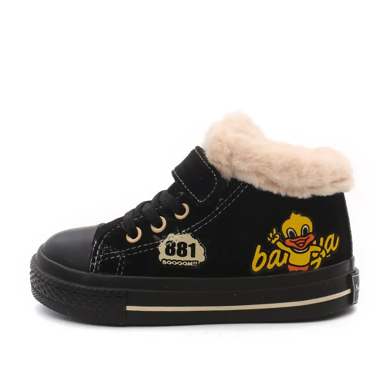 Babaya boots fille; детская хлопковая обувь; парусиновые туфли для мальчиков; бархатная Утепленная зимняя обувь для девочек; детская обувь; ботинки для малышей - Цвет: Черный