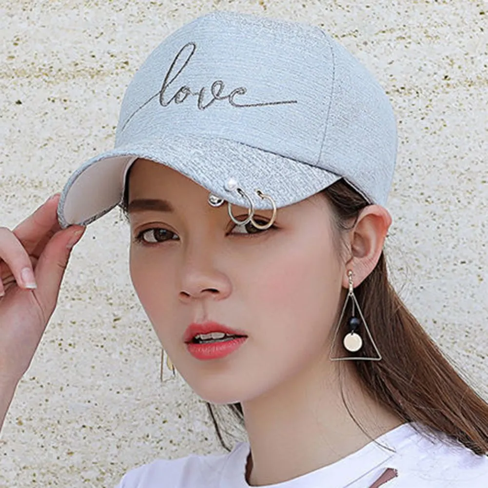 Новое поступление, Высококачественная Кепка snapback, железный обруч с бусинами на козырьке, шапка с вышивкой love для женщин, бейсболка