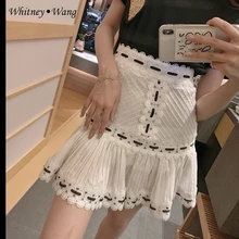 WHITNEY WANG модная уличная цветная контрастная плиссированная мини-юбка с русалочкой женские стильные праздничные юбки