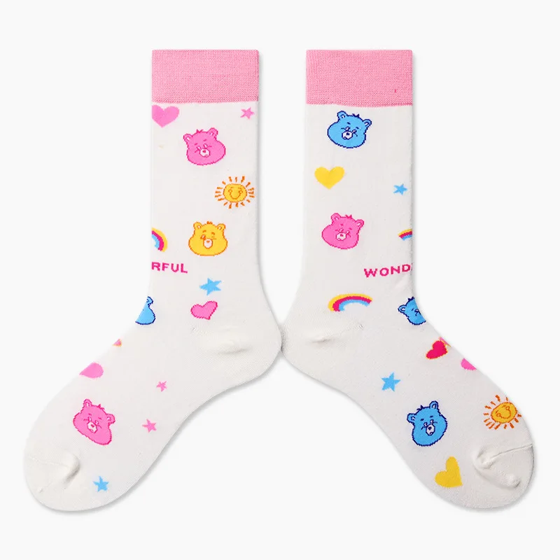 Pink Креативные зимние хлопковые дышащие милые женские уличные короткие мужские носки с медведем и животными теплые забавные короткие кавайные счастливые носки до лодыжки - Цвет: Pink