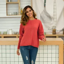 Женский свитер, Одноцветный вязаный жакет, кардиган с круглым вырезом для женщин, свитер с длинным рукавом, топ, зимние женские свитера invierno L829