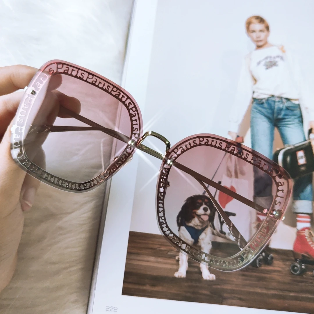 Женские солнцезащитные очки без оправы, квадратные, женские,, модные, Роскошные, уникальный, фирменный дизайн, женские, коричневые, оттенки, металлическая оправа, очки для подарка